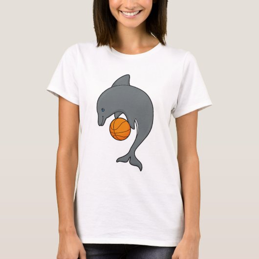 Dophin als Basketballspeler met Basketball T-shirt (Voorkant)