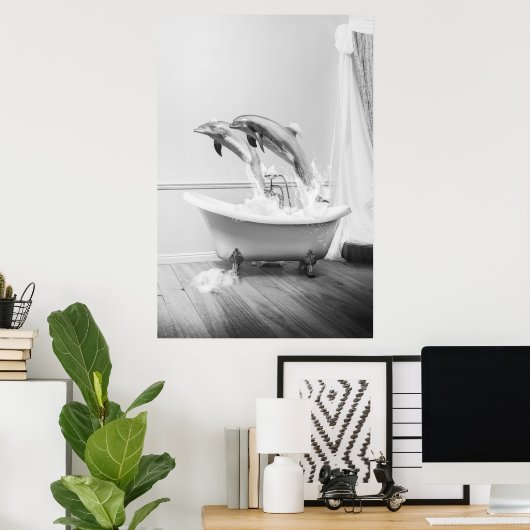 Dophin in een Poster in bad (Thuiskantoor)