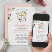 Doping Christening Goud Roze Roos Kruis Kaart