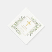 Doping Christening Gouden Kruis Groene Planten Servet (Hoek)