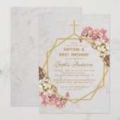 Doping Eerste verjaardag Roze orchideeën Gouden ma Kaart (Voorkant / Achterkant)