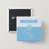 Doping, Eigen Naam, Blauwe Kind van God Vierkante Button 5,1 Cm (Voorkant /achterkant)
