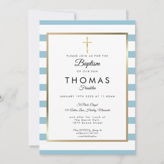 Doping met blauwe strepen Doop, doopdienst Kaart (Voorkant)