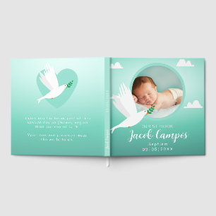 Doping van baby jongen Doop Duif Blauw Turquoise Gastenboek