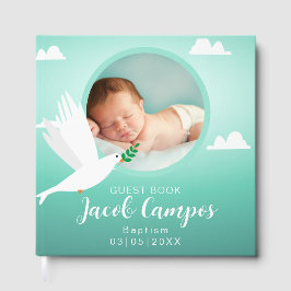Doping van baby jongen Doop Duif Blauw Turquoise Gastenboek