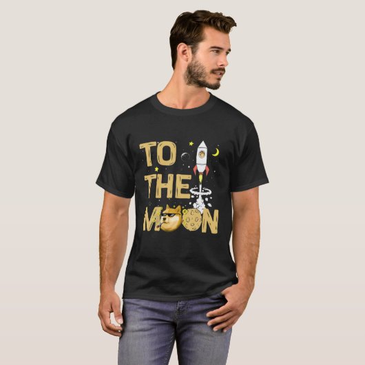 Dopostes aan de maan, Cool Doge Coin Crypto Curren T-shirt (Voorkant volledig)