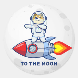 Dopostes in de "Moon Rocket Man Space Doge Crypto" Ronde Sticker
