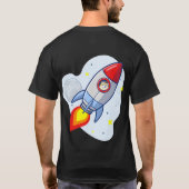 Dopostes in de "Moon Rocket Man Space Doge Crypto" T-shirt (Achterkant)