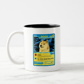 Dopostes in DOGE Hodl Meme Funny Crypto Gift Tweekleurige Koffiemok
