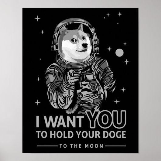 Dopostkoe in Doge Ik wil dat je naar de mooncrypto Poster (Voorkant)