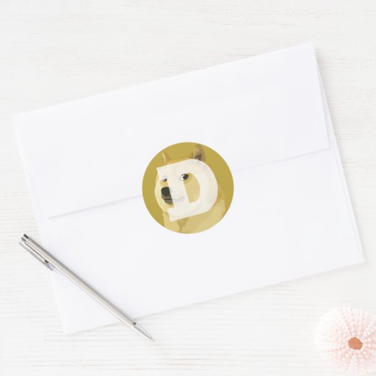 Dopostkoen in DOGE Ronde Sticker (Envelop)