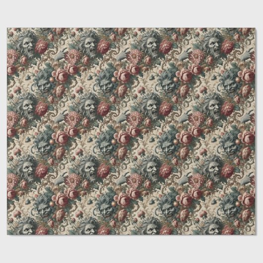 Doppelganger Malevolence – Gothic Floral Bandana Cadeaupapier (Vlak)