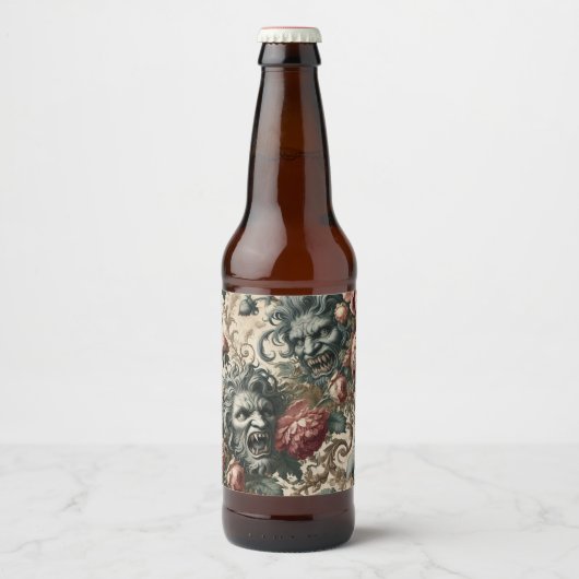 Doppelganger Malevolence – Gotisch Bloemenkussen Bier Etiket (Voorkant)
