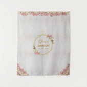 Dopseldoek Goud Roze Orchidee Marmer Geometrisch Wandkleed (Voorkant)