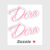 Dora Naam in Roze x2 Sticker (Vel)
