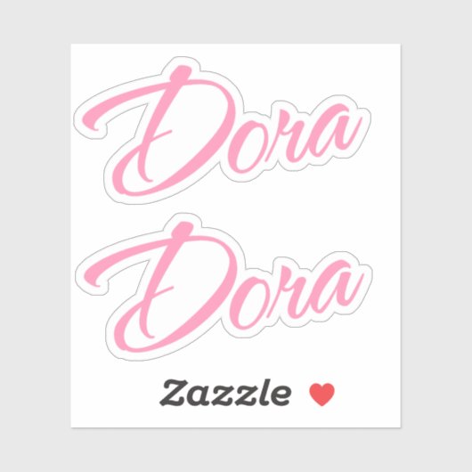 Dora Naam in Roze x2 Sticker (Vel)