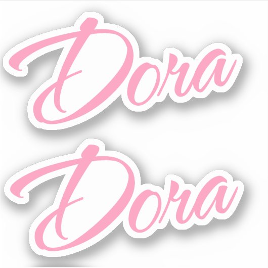 Dora Naam in Roze x2 Sticker (Voorkant)