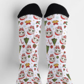 dorable Kitten And Christmas Icons Pattern Holiday Sokken (Top)