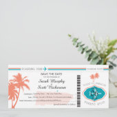 Dorado Beach Puerto Rico Boarding Pass Save The Date (Staand voorkant)