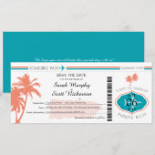 Dorado Beach Puerto Rico Boarding Pass Save The Date (Voorkant / Achterkant)