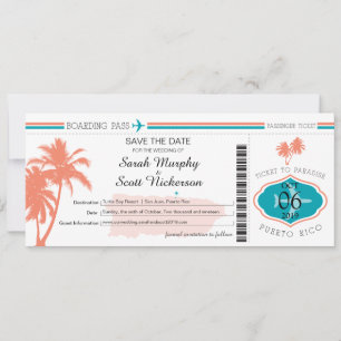 Dorado Beach Puerto Rico Boarding Pass Save The Date