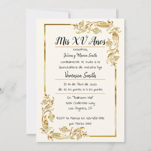 Dorado Quinceañera Kaart (Voorkant)