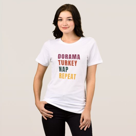 Dorama Lover's Thanksgiving Nap Day Design Tri-Blend Shirt (Voorkant volledig)