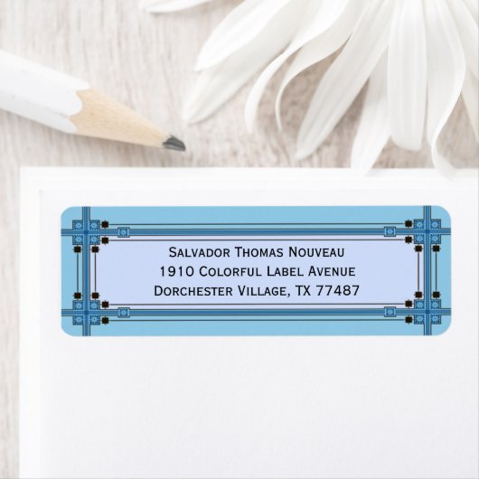 Dorchester in lichtblauw en koningsblauw etiket (Insitu)