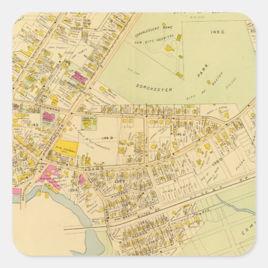 Dorchester, Massachusetts 3 Vierkante Sticker (Voorkant)