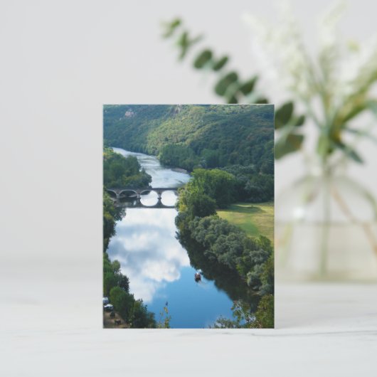 Dordogne Chateau Castle Brug Water Briefkaart (Staand voorkant)