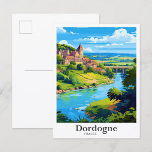 Dordogne Frankrijk Vintage Travel Illustration Briefkaart