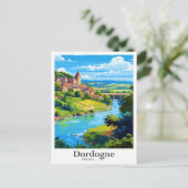 Dordogne Frankrijk Vintage Travel Illustration Briefkaart (Staand voorkant)