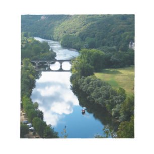 Dordogne Kasteel Kasteel Rivier Boot Brug Water Notitieblok