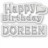 Doreen Happy Birthday silver Aufkleber Sticker (Voorkant)