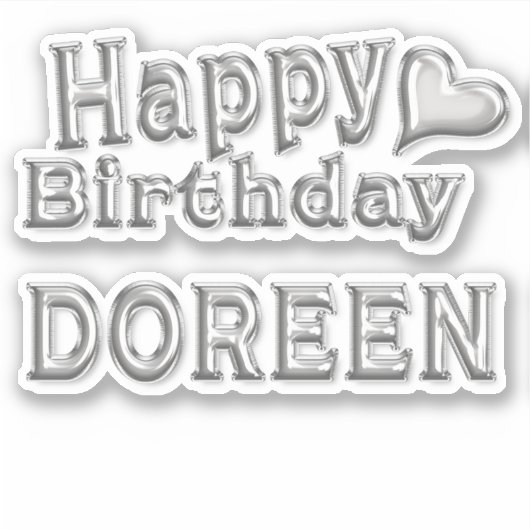 Doreen Happy Birthday silver Aufkleber Sticker (Voorkant)