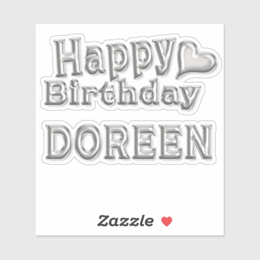 Doreen Happy Birthday silver Aufkleber Sticker (Vel)