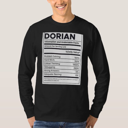 Dorian Nutrition Information Problem Solution Hard T-shirt (Voorkant)