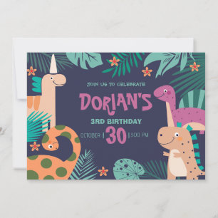 Dorian's 3e verjaardag Dino Bash Kaart