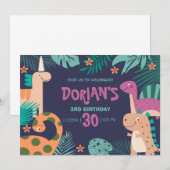 Dorian's 3e verjaardag Dino Feest Kaart (Voorkant / Achterkant)