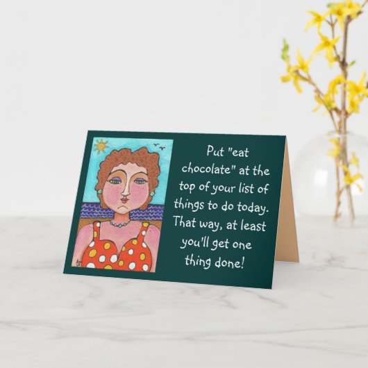 DORIS:  Gezet "eet chocolade"…. - wenskaart Kaart (Gele Bloem)