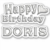 Doris Happy Birthday silver Aufkleber Sticker (Voorkant)