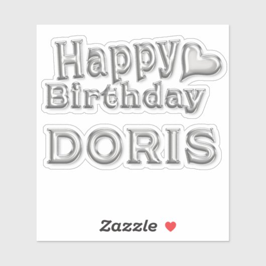 Doris Happy Birthday silver Aufkleber Sticker (Vel)