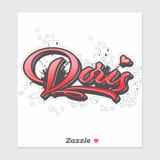Doris red Heart Graffiti Aufkleber Sticker (Vel)