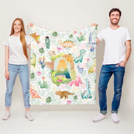 DORKY DINOSAURUSSEN JONGENS DECOR BABY KINDERKAMER FLEECE DEKEN (In situ)