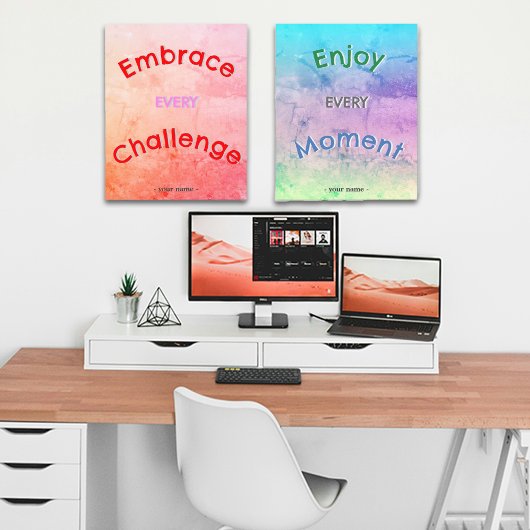 Dorm Decor Positive Vibe Quote Custom Name Poster