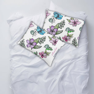 Dorm Essentials Waterverf Flowers Personaliseren Accent Kussen