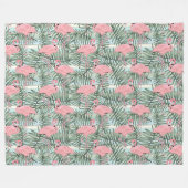Dorm Fleece Blanket met roze flamingos Palm Leafs (Voorkant (Horizontaal))