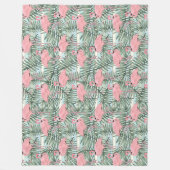 Dorm Fleece Blanket met roze flamingos Palm Leafs Deken (Voorkant)