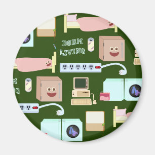 Dorm Living Cute College Life Pattern Magneet