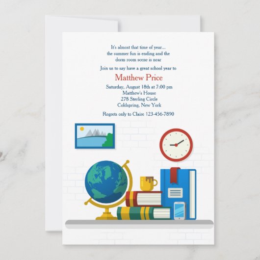 Dorm Room off to School Invitation Kaart (Voorkant)